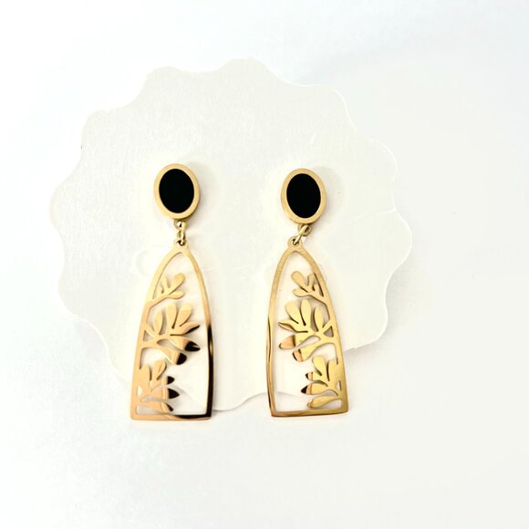 Dangle Drop Earrings Women's Gold tone Statement Earrings Nature Theme NWT - Picture 6 of 6